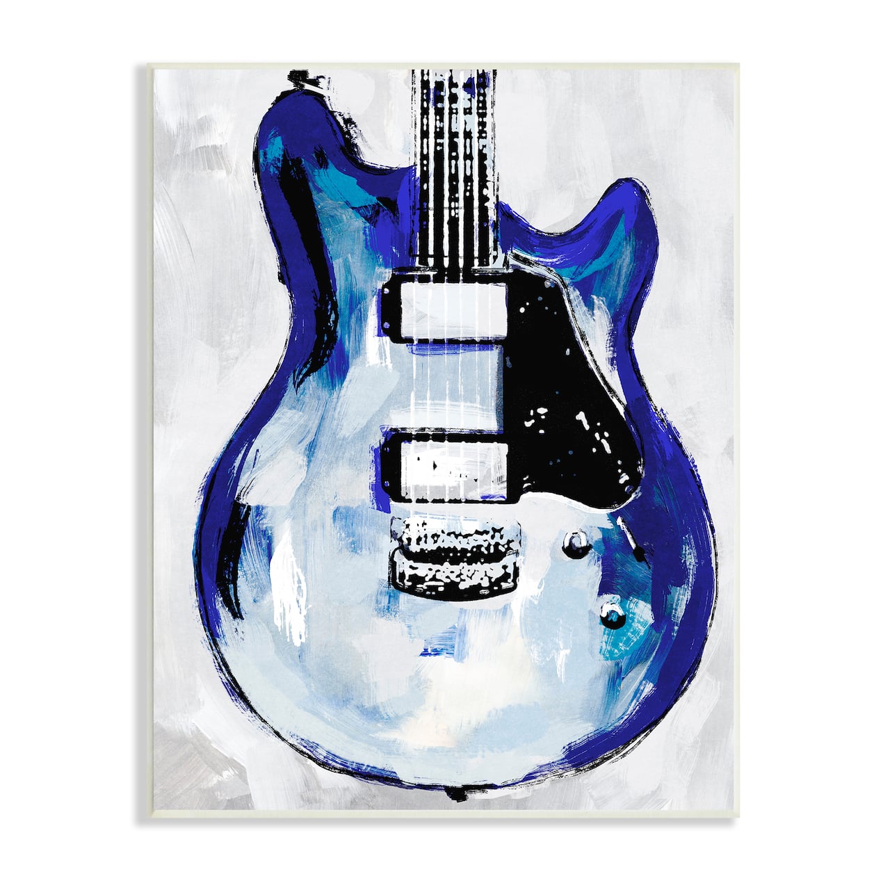 Stupell Industries Abstract Rock Guitar Body Modern Blue Painting Wall Plaque